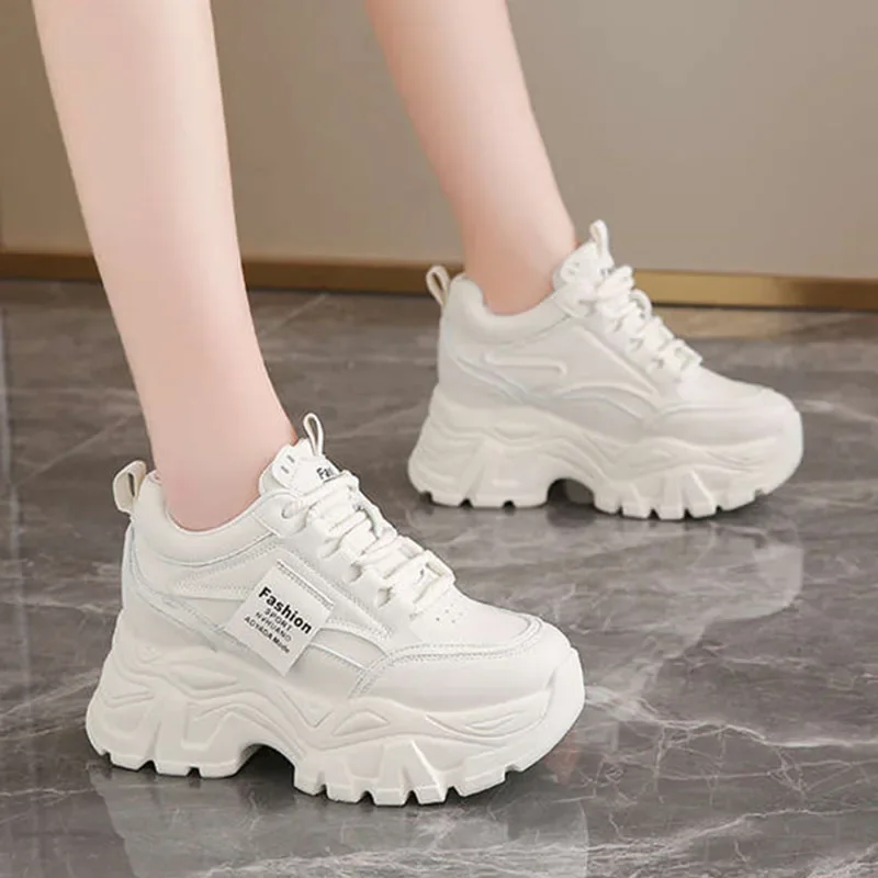 New Fashion Platform Sneakers Internal Height Increasing 8cm White Sneakers Women Casual Shoes Zapatos De Mujer Tendencia 2025 view 3
