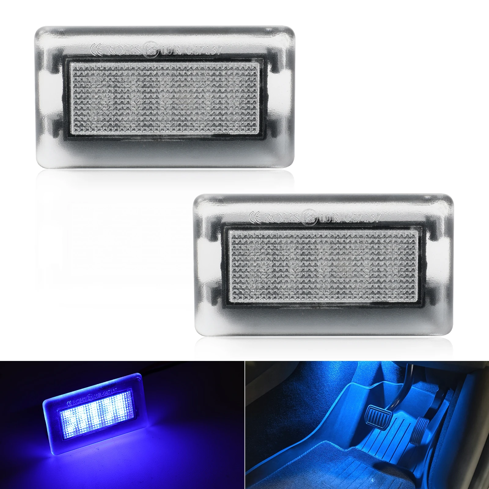 For Tesla Model 3 Y S X White Footwell Light Welcome Open Door Glove Box Trunk Boot Interior Luggage Bulbs Blue Led 2Pcs