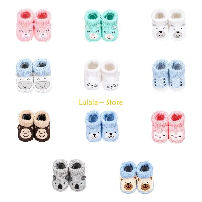 Y4QA Baby Booties with Ribbed Openings and Decorated Fronts for Photo Outfits
