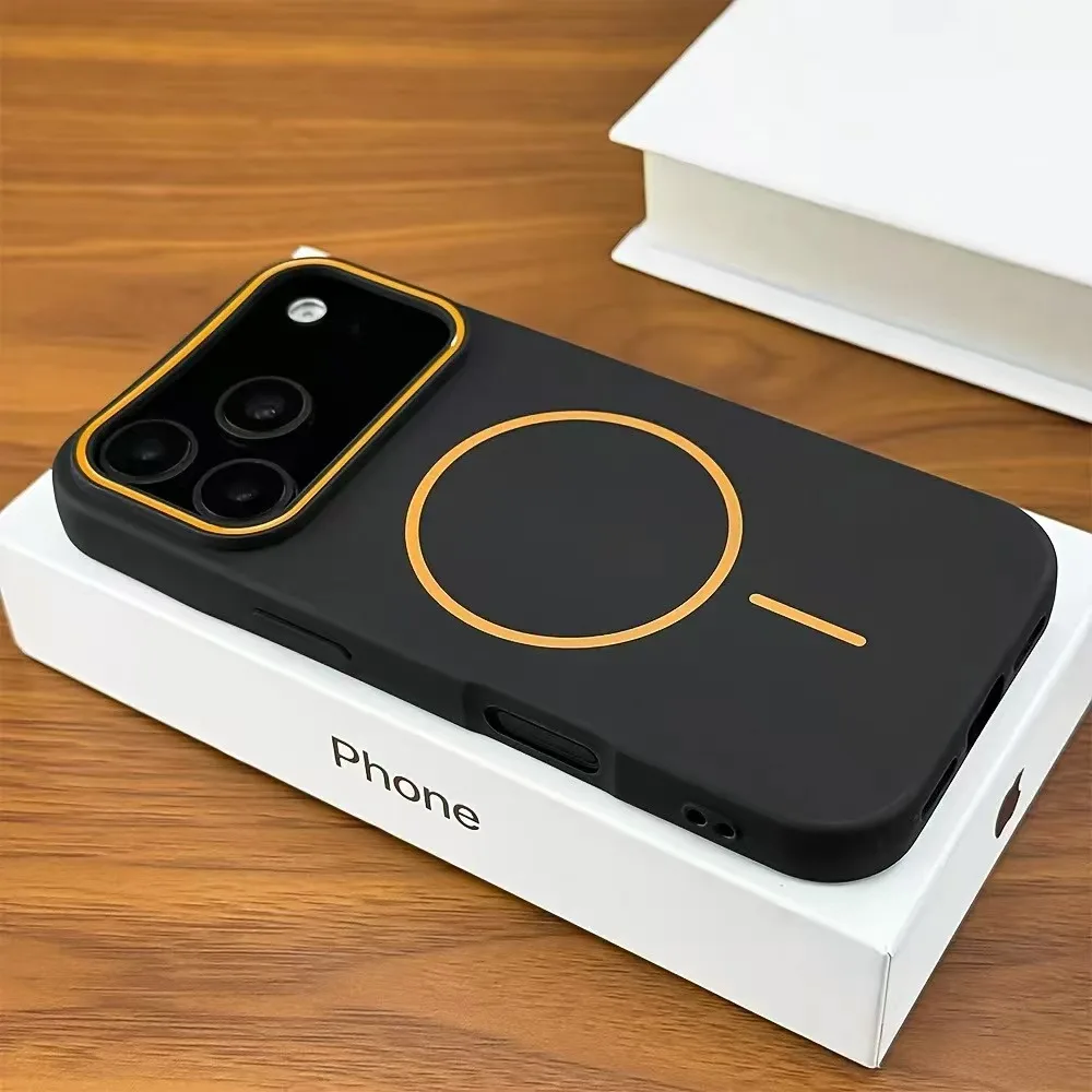 PremiumContrast Magnetic Matte Phone Case for iPhone 17 16 15 14 13 12 11 Pro Max Plus Fine Circle Shockproof Protective Case