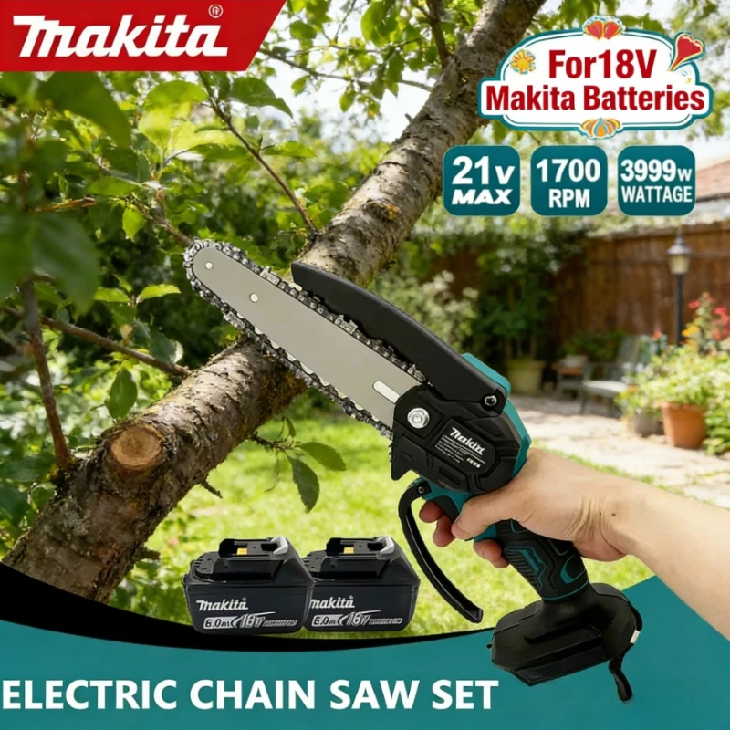 

Makita 6 Inch Cordless Chain Saw Electric Saw Handheld Portable Wood Logging Chainsaw Garden Pruning Wood Power Tool
