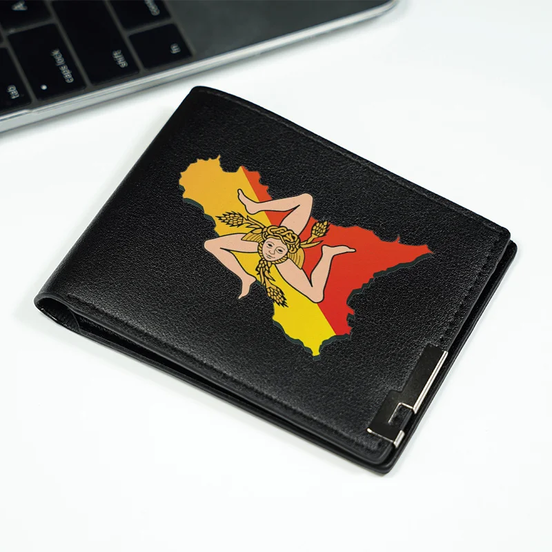 Luksusowy męski portfel z PU z płaskim, dwuwymiarowym nadrukiem emblematu, minimalistyczny styl biznesowy, lekki, wytrzymały, do codziennego użytku.