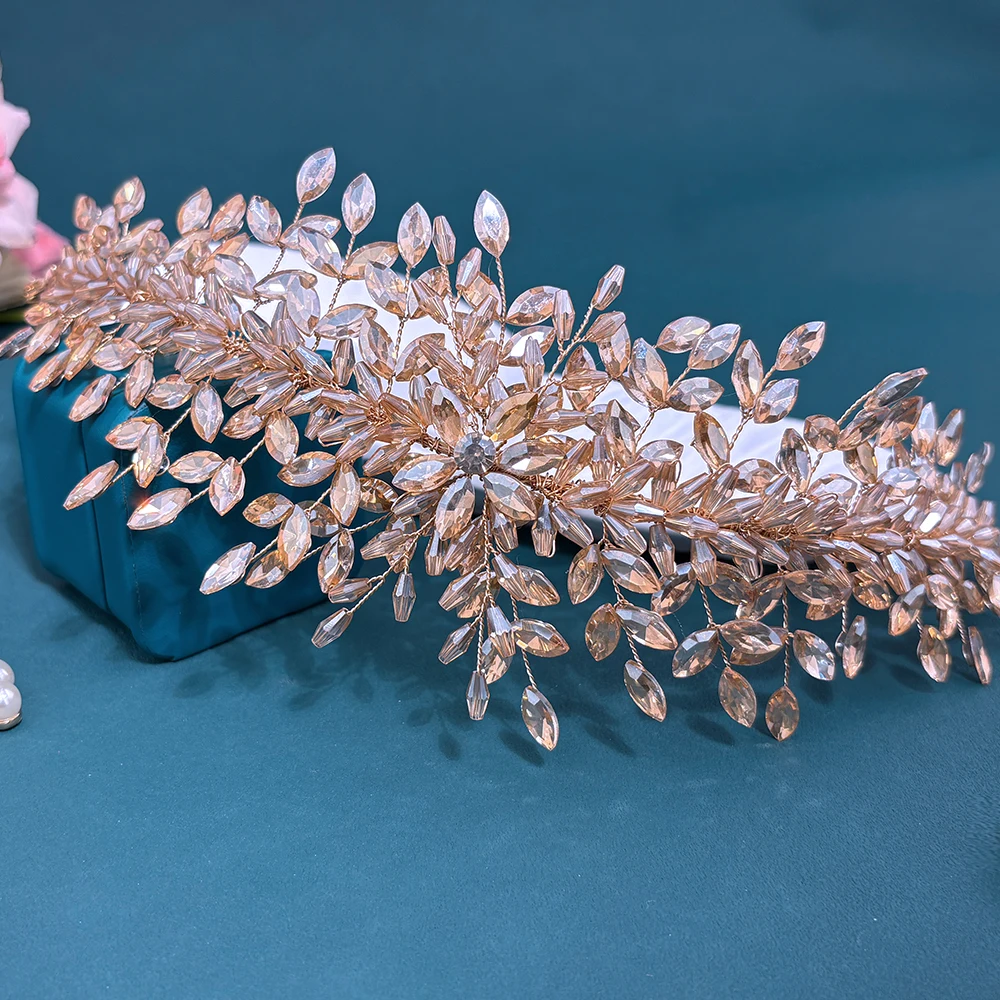 DZ059 Wedding Tiara Headband Full Rhinestone Headwear Bridal Headdress Crystal Wedding Headpieces Women Hair Jewelry Gift