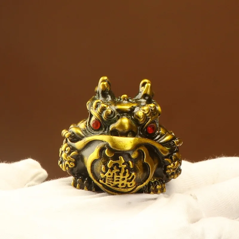 Copper ornament, wealth- , fortune-bringing golden toad, shop opening gift, home living room decoration,