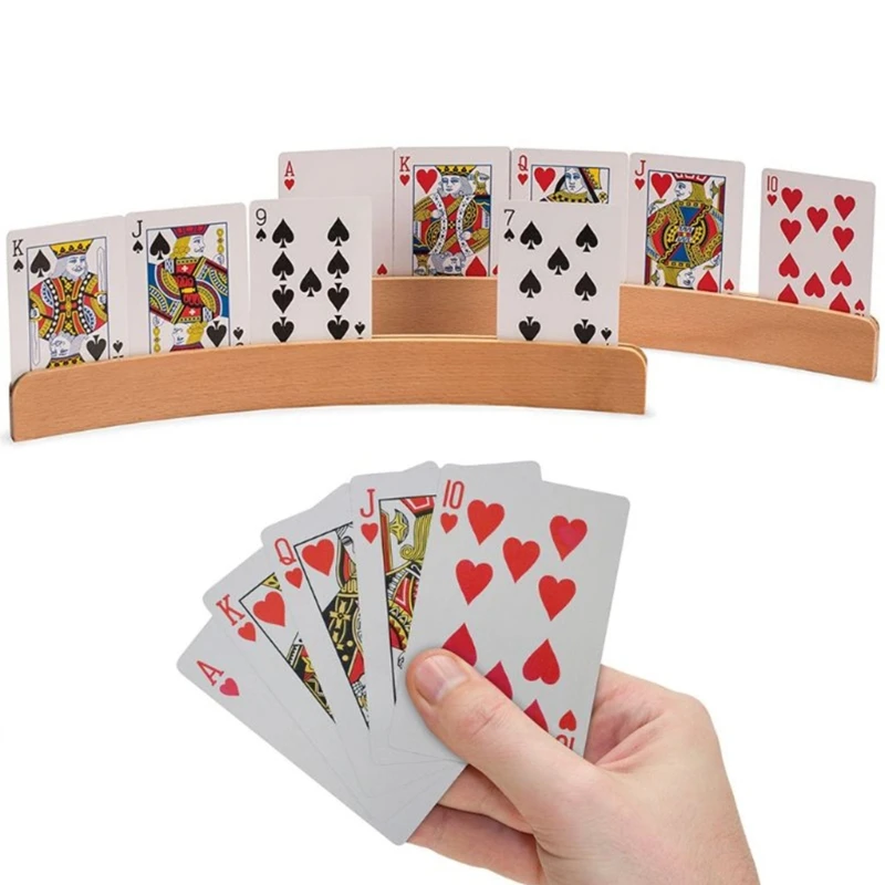 

2PCS Playing Card Holder Card Wooden Holder Great for Children Senior Free Your Hands Game Card Stand Photo Holder