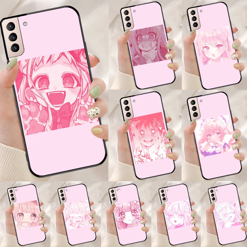 Pink Kawaii Anime Loli Silicone Case For Samsung Galaxy S20 FE S8 S9 S10 S21 Plus Note 20 Ultra S22 S23 Ultra Cover