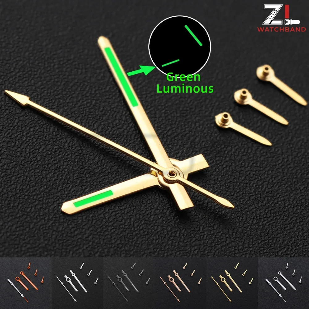 For VK63 VK64 Watch Hands Green Luminous for VK63/64 Quartz Movement Orange Silver Blue Pointers Parts for Seamaster Snowflake