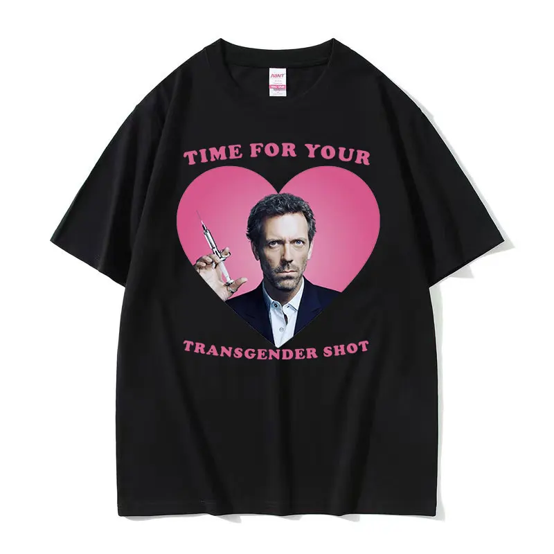 الوقت للمتحولين جنسيا لقطة الدكتور هاوس الوردي سماع الجرافيك التي شيرت الرجال النساء الصيف تي شيرت على طراز هاراجوكو 100% القطن قصير الأكمام تيز #1