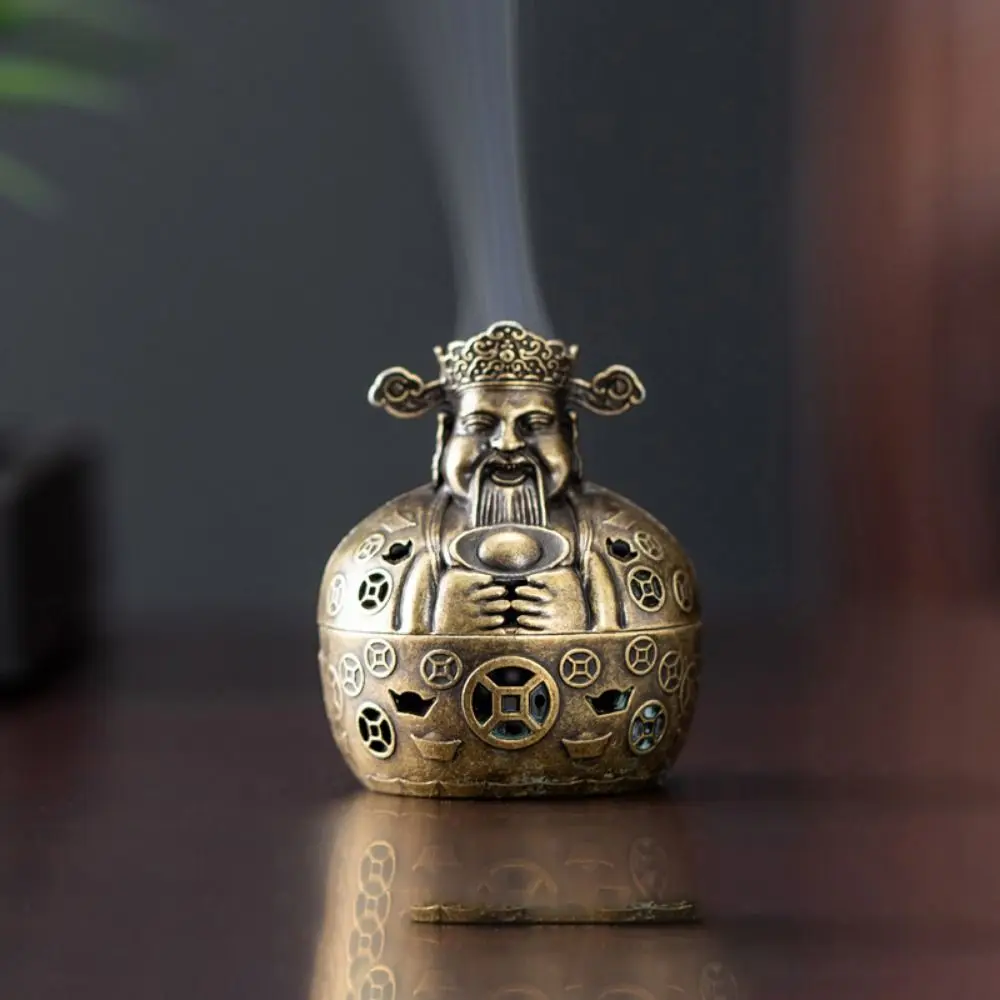 New Chinese Style Incense Burner Zinc Alloy Good Symbolism Indoor Aromatherapy Handicraft God of Wealth Incense Holder Gifts