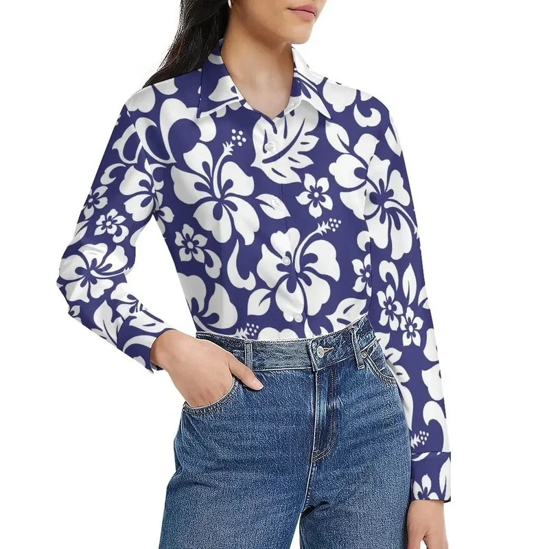 Tropical floral blouse for women spring autumn long sleeve lapel fashion shirt blouses women streetwear office shirts