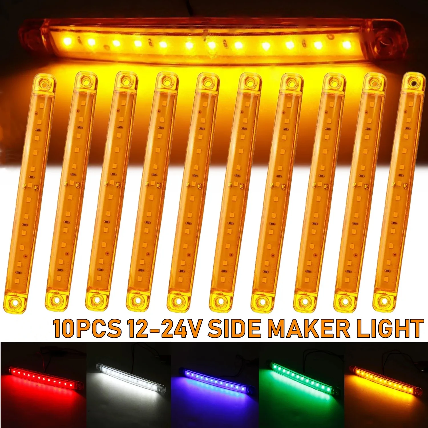 12-24V 12LED Side Marker Indicator Lights Front Rear LED Indicator Turn Signal Lamp for Car Truck Trailer Lorry Bus 1/2/6/10/20X