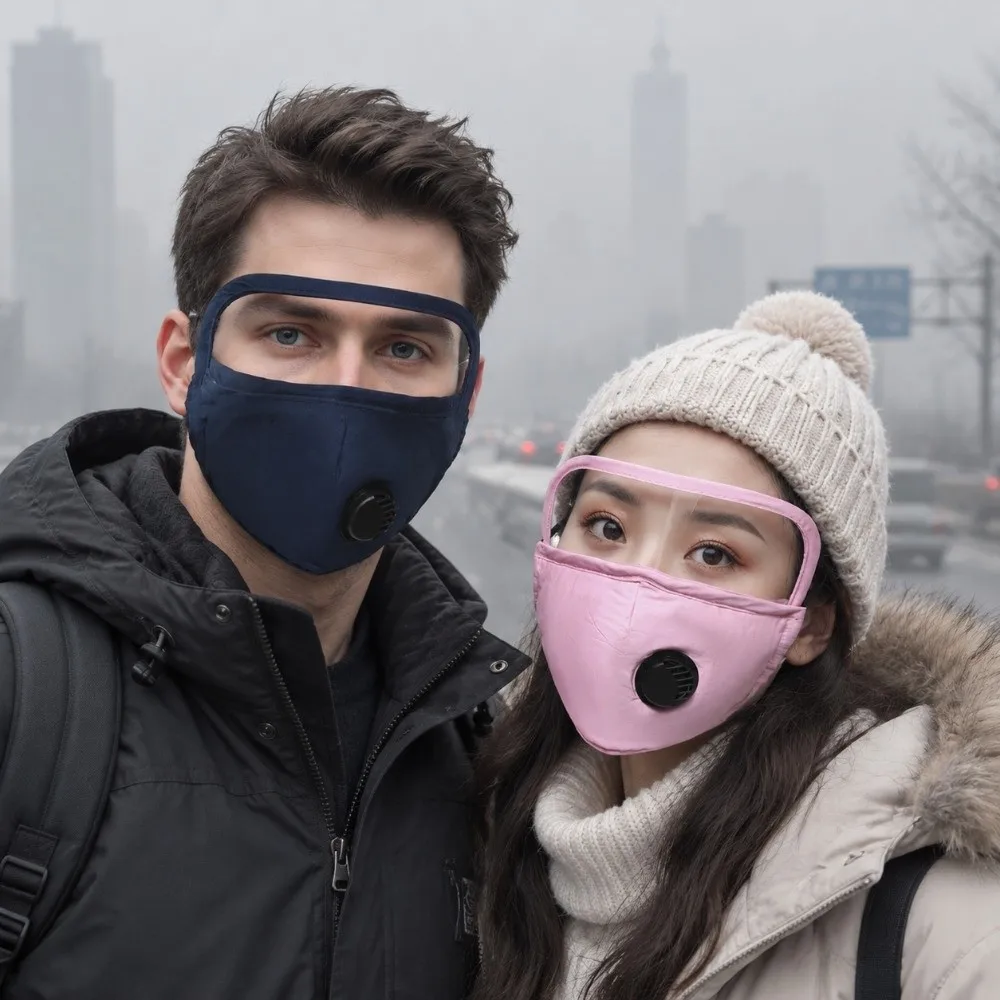 Breathing Valve Dust-Proof Mask Washable Detachable Riding Face Mask With Protective Lens Windproof Cycling Facemask Cycling