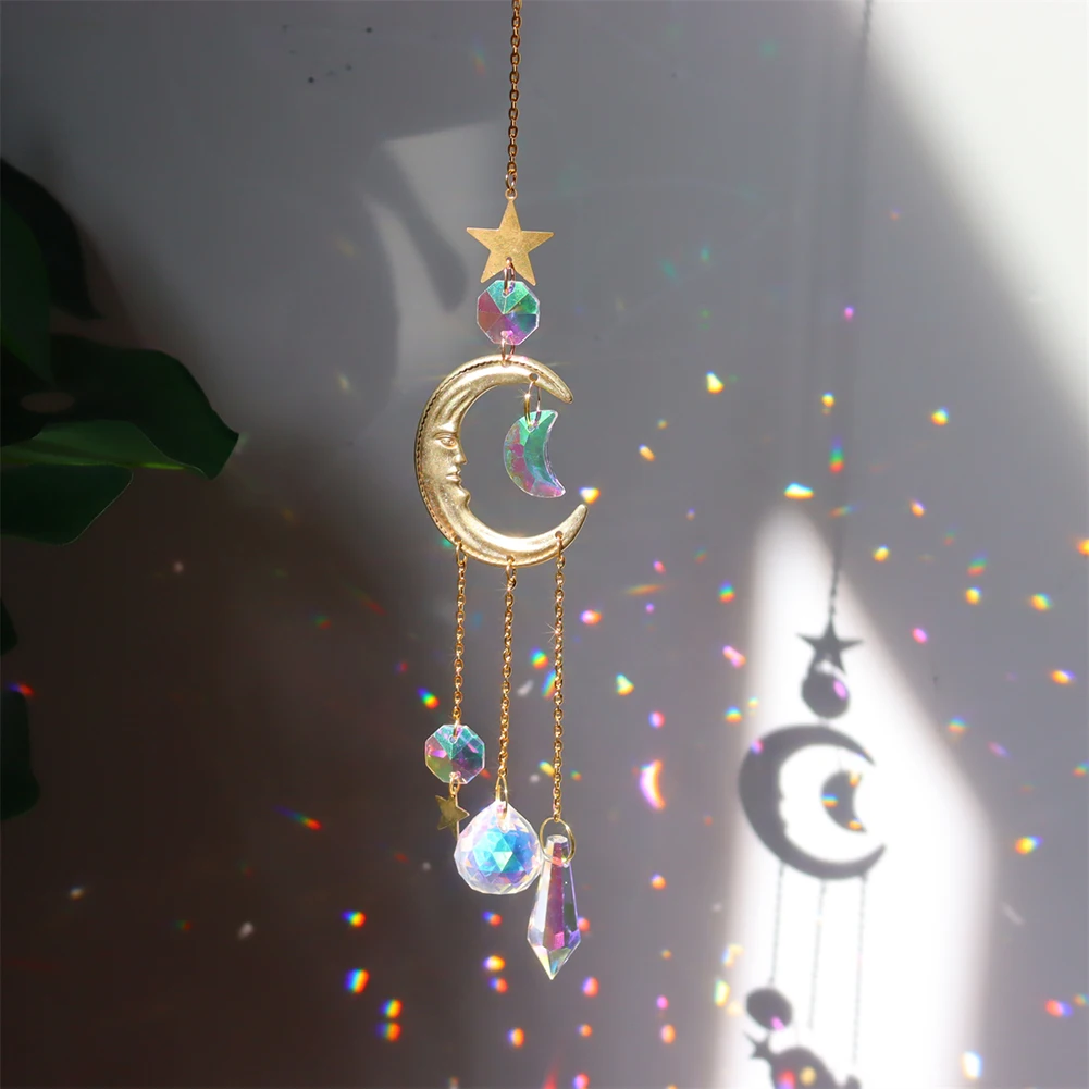 Crystal Wind Chime Prism Sun Catchers Handmade Jewellery Hanging Ornament Rainbow Chaser Curtain Garden Pendant Home Decor