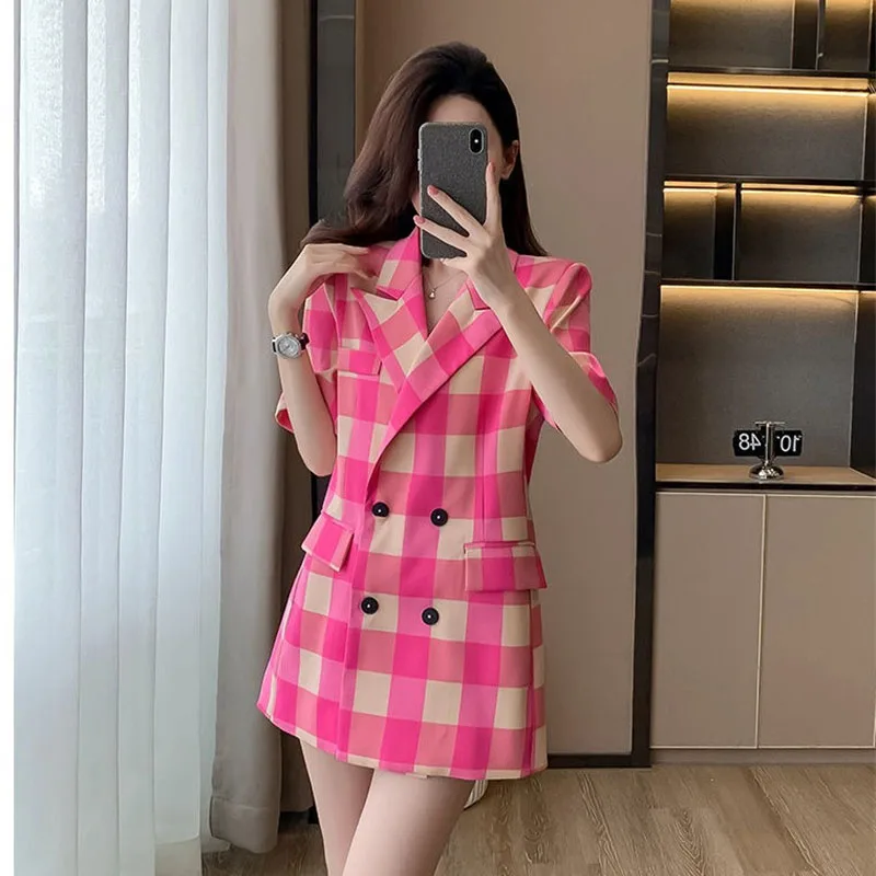 Summer Autumn Suit Coat New Fashion Design Sense Grid Suit Jacket Women Blazer Good-looking Korean Women Receive High Praise
