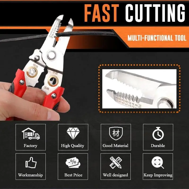 Multi-funktionale Draht Splitting Zangen Hohe-qualität Legierung Stahl Stripper Crimper Cutter Heavy Duty Draht Zangen Hand Werkzeuge zangen