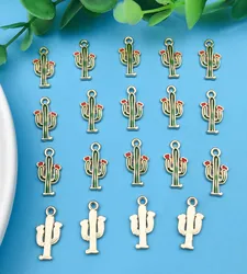 10/20Pcs Cartoon Enamel Cactus Charm For DIY Jewelry Making Earrings Bracelet Necklace Handmade Jewelry Accessories