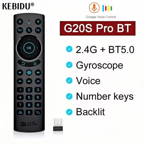 Replacement BT 5.0 Voice Remote Control G20S BT PRO with 2.4G Backlit Wireless IR Learning Gyros Air Mouse for Android TV Box PC