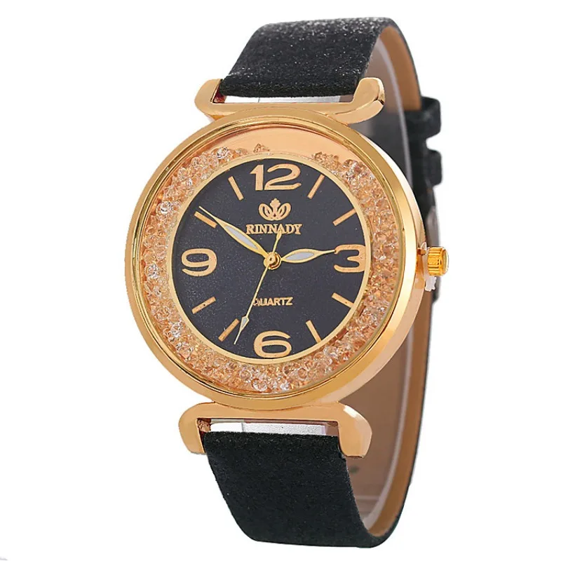 Fashion Watch Korean Version Dusting Gold Powder Watch Pu Leather Strap Wristwatch Elegant Women Clock Gift Relojes De Mujer