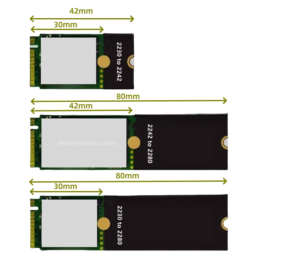M2 Solid State Drive Adapter SSD M2 2230 To 2242 Converter Card 2230 2242 To 2280 Transfer Card Adapter Extension Bracket