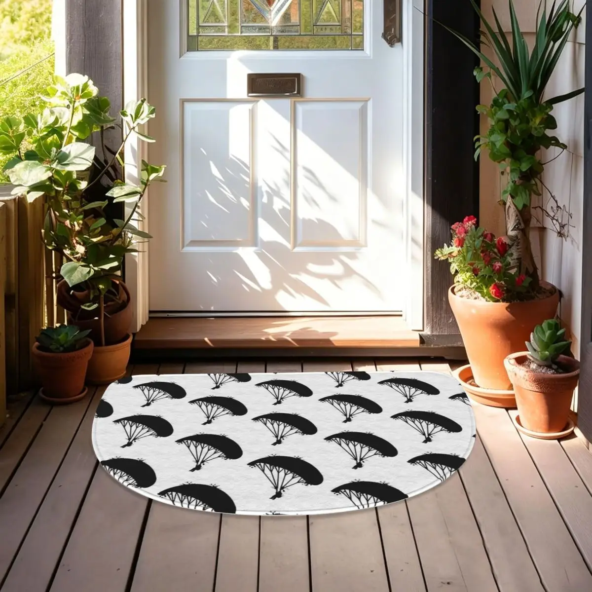 Paragliding Cool Soft Flannel Half Round Doormat Non Slip Bathroom Mat Absorbent Floor Carpet for Laundry Room Bathroom