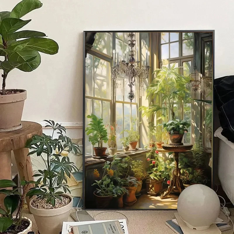 عصر النهضة الدفيئة الفن حديقة النبات الكلاسيكية الرجعية المشارك يطبع قماش لوحات صور فنية للجدران غرفة ديكور المنزل كوادروس