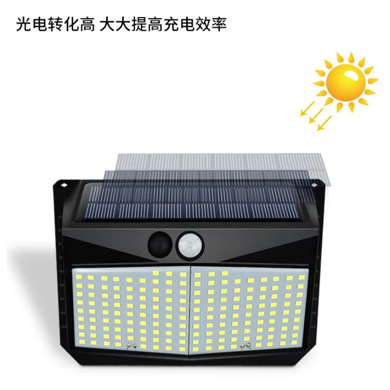 Lámpara Solar de pared para exteriores, luz LED de cuatro lados con Sensor de movimiento del cuerpo humano, impermeable IP65, para Calle y jardín, 228