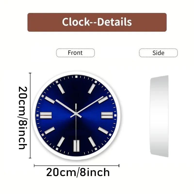 Blue Radiant Watch Cartoon Round Silent Hanging Wall Clock,Suitable For Living Room,School,Study Room,Bedroom, Children's Gifts.