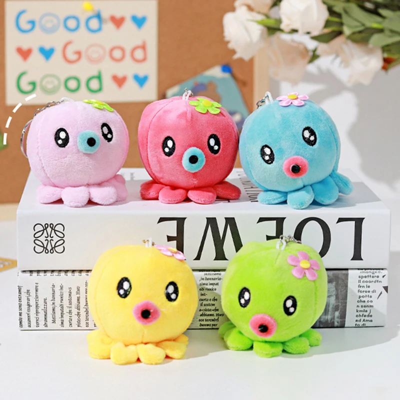 Cute Octopus Plush Toy Keychain Bag Pendant Cartoon Stuffed Animal Doll Hanging Ornament Keybuckle Charm Accessories Couple Gift