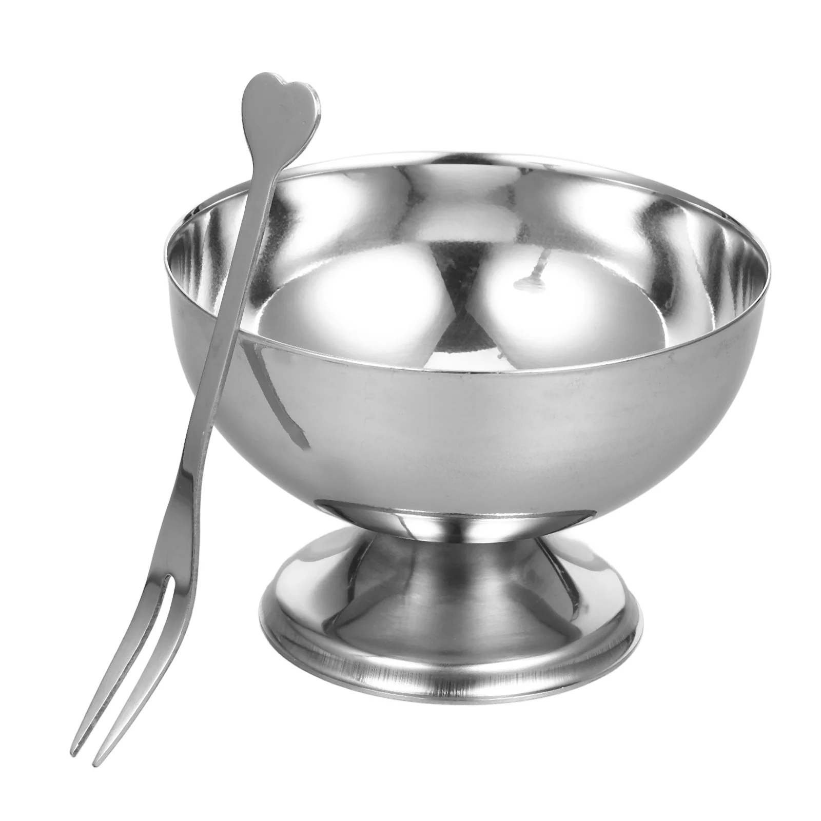 

Cream Stainless Steel Dessert Cup Ice Salad Fruit Bowl Metal Silver Storage Holder Office