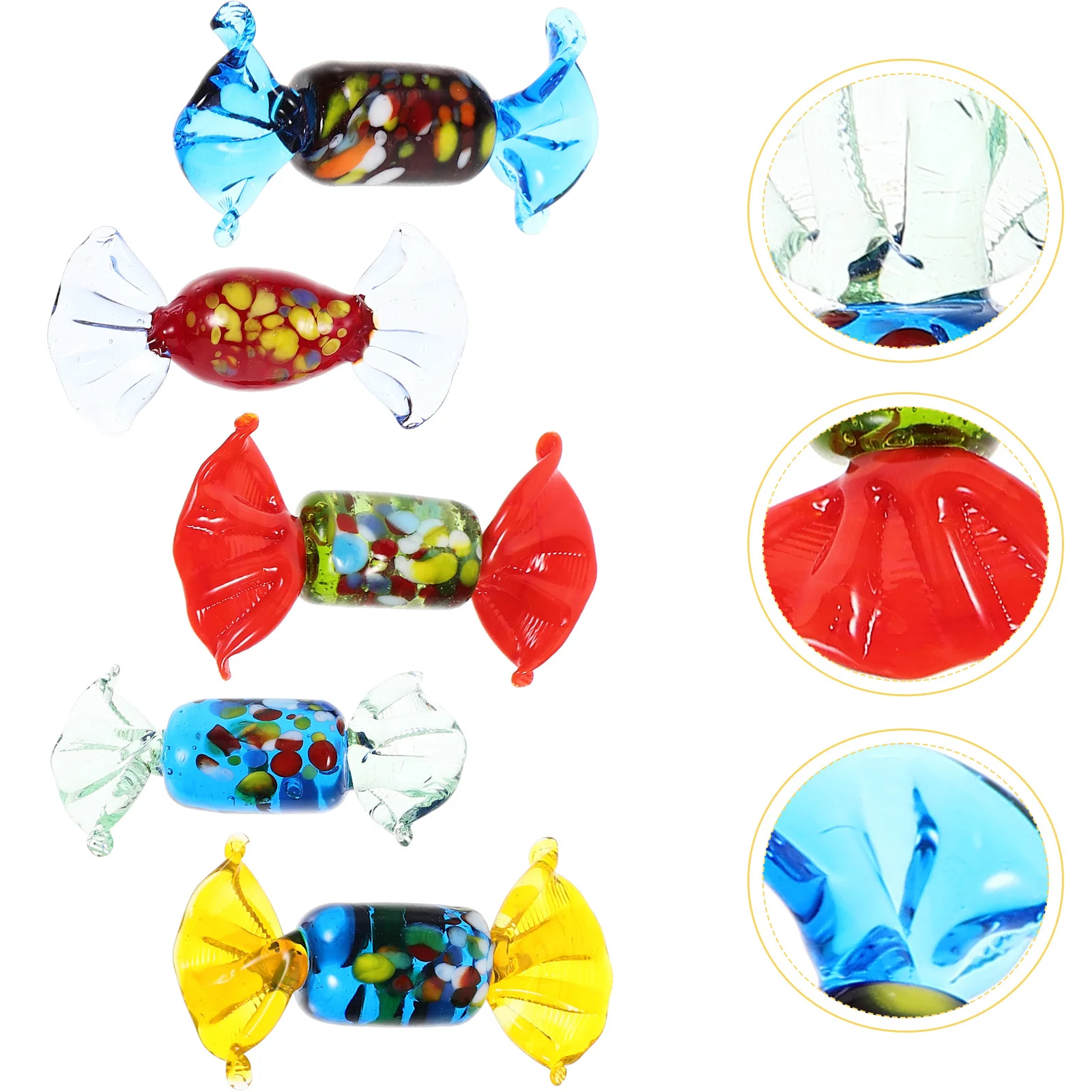 

5 Pcs Mini Candy Ornaments Blown Glass Colorful Decorations Christmas Artificial Candies