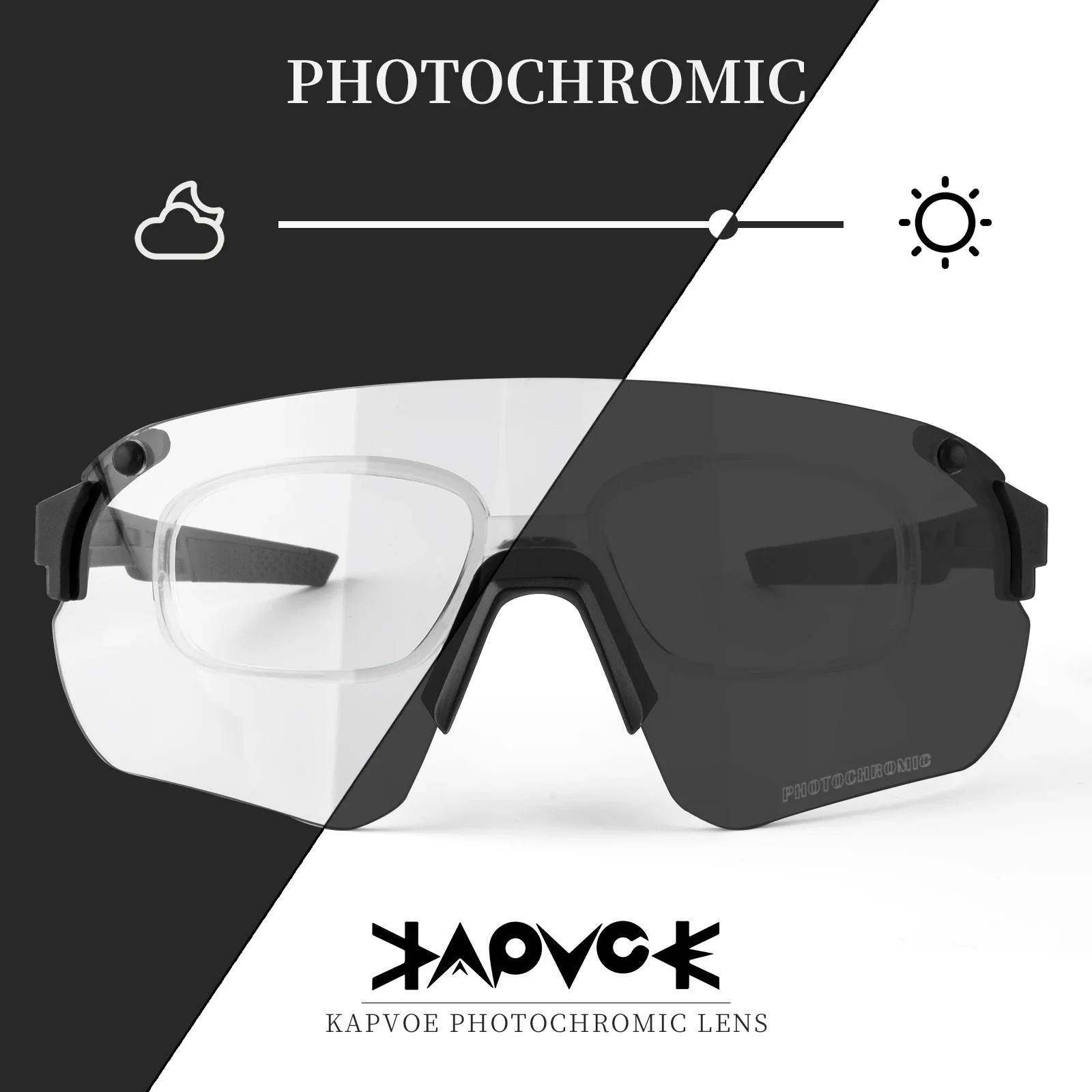 Kapvoe Cycling Glasses Photochromic Men Cycling Sunglasses UV400 Outdoor Bicycle Eyewear Cycling Goggle MTB Sports Sunglasses