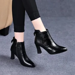 Botas Femininas Moda damska Wiosna i jesień Wysokiej jakości botki na wysokim obcasie Lady Casual Comfort Winter Party Shoes A41