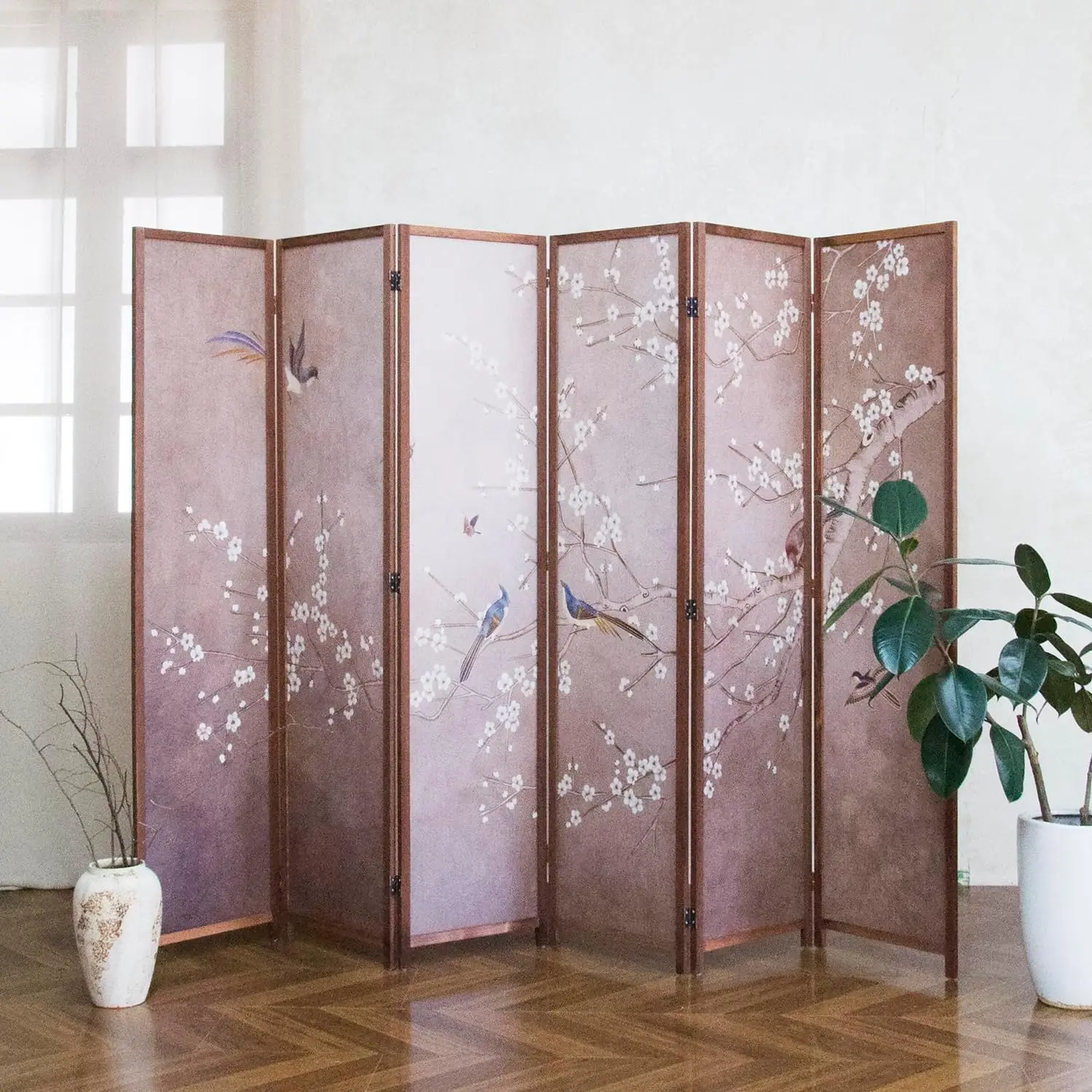 Six Panel Room Divider 56 Ft Tall Blackout Folding Privacy Screen Double Sided Freestanding Partition Wall Different Patterns Cl
