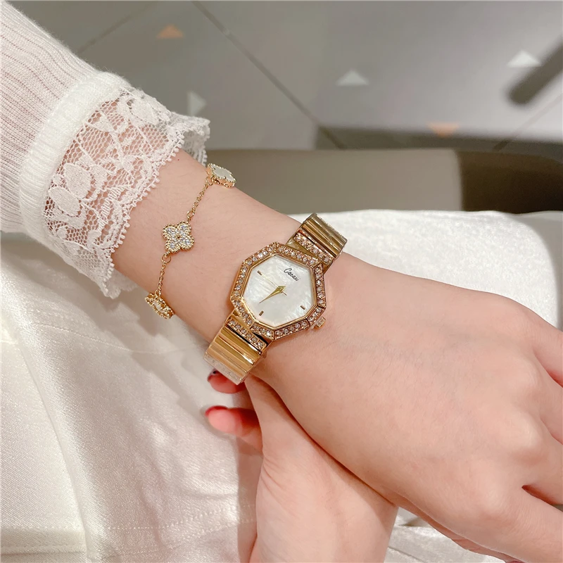 Женские наручные часы, элегантные водонепроницаемые кварцевые женские наручные часы из сплава с золотым циферблатом, оригинальные женские часы A249