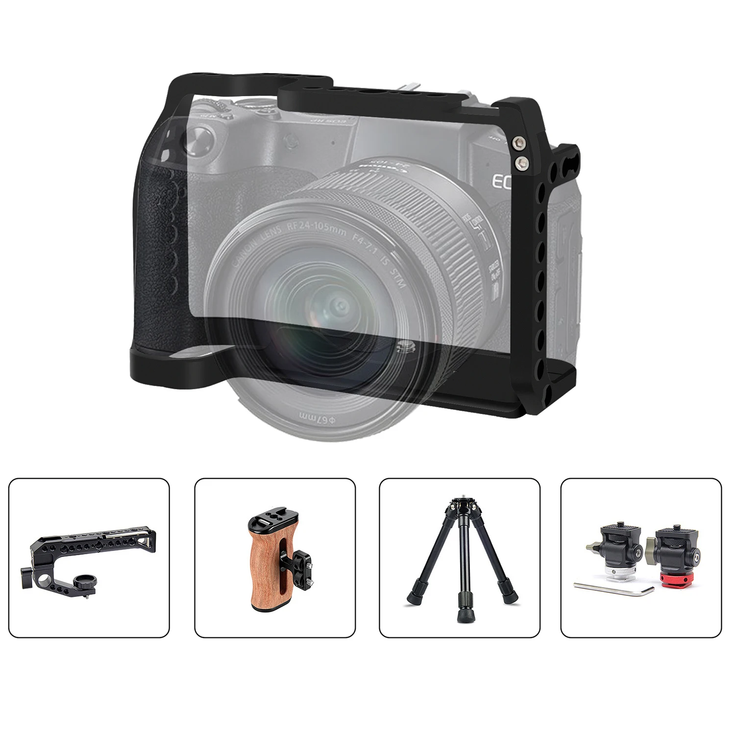 RP Full Cage Camera Cage for Canon EOS RP Camera Video Shoot Stabilizer Cage Frame Rig with ARRI 1/4 3/8 Holes