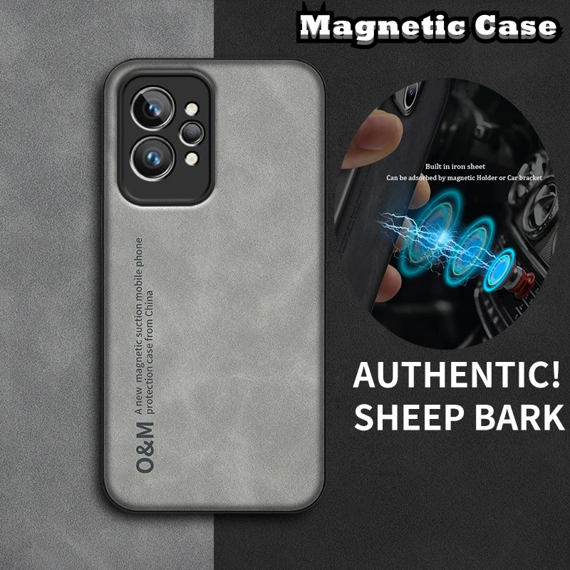 Magnetic Sheepskin Leather Case For Realme GT Neo 2 3 2T 3T GT2 Pro X2 GT Master Explorer 9 Pro Build-in iron Slim Soft Cover