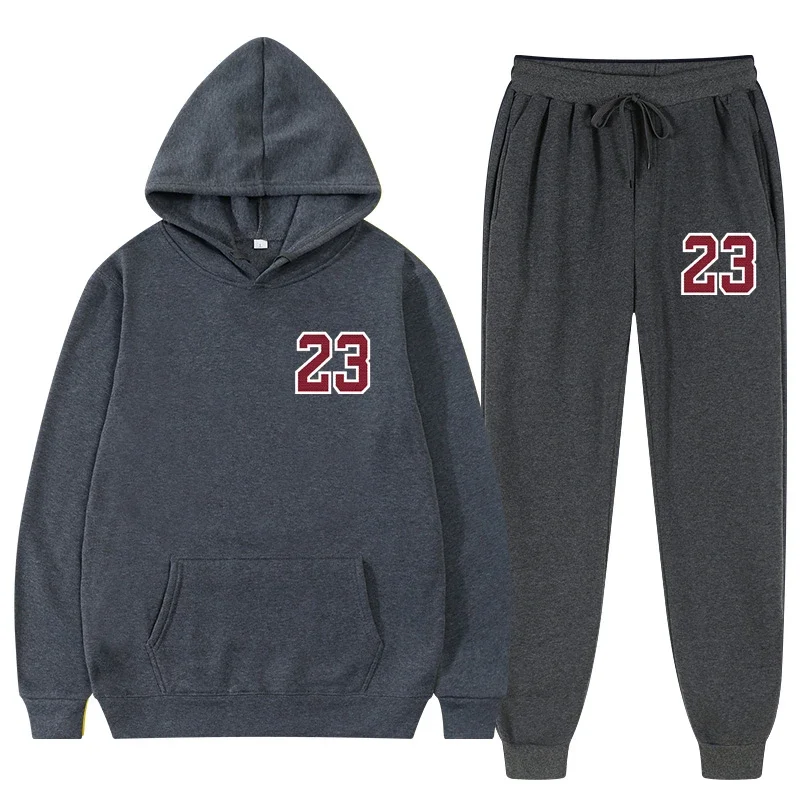 2 Pieces Set Men‘s Suits Solid Sets Women Sweatshirts Sweatpants Fashion Tracksuit Hoodies Spring Autumn Fleece Hooded Pullover