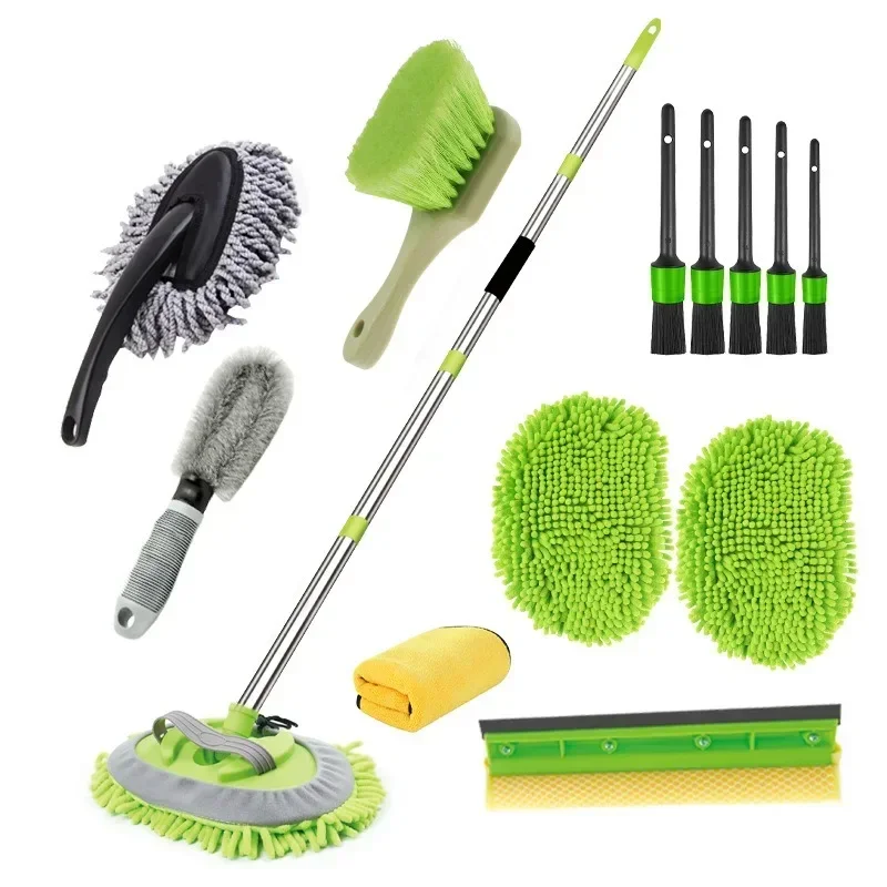 Multi Functional Car Cleaning Mop Extendable Car Washing Mop Car Tire Scraping and Cleaning Brush Set