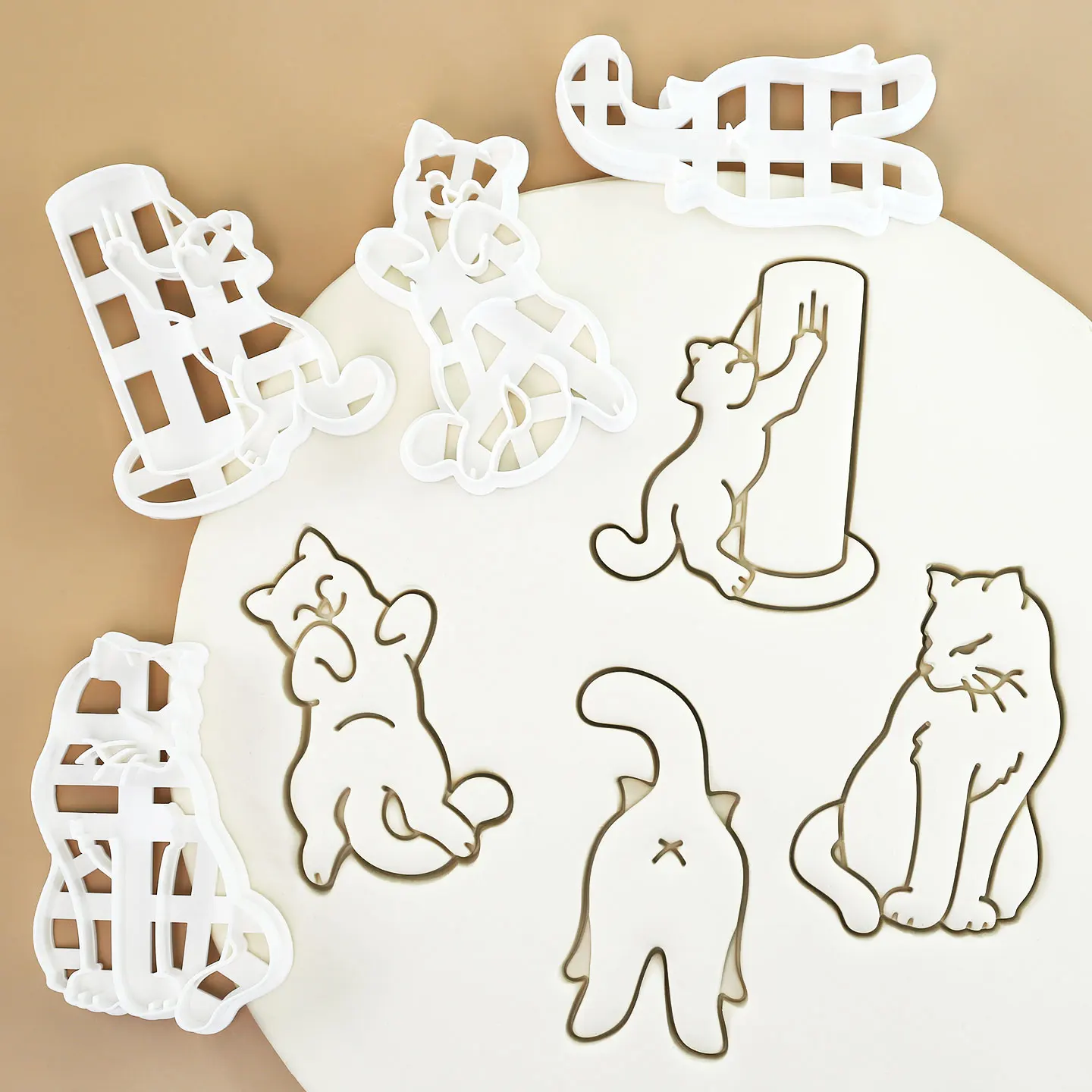 4 Pcs Cartoon Cat Cookie Cutters 3D Kitty Butt Cookie Molds for Cat Birthday Party, Gifts for Thanksgiving & Christmas