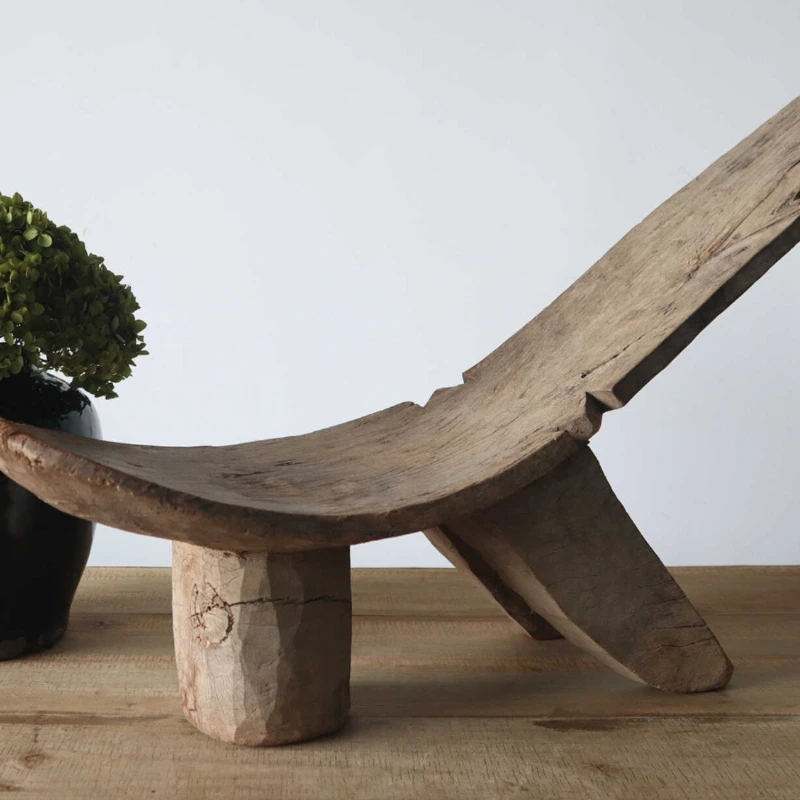 

Vintage Lobi wooden stool medieval furniture handmade wooden stool wabi wind living room soft decoration