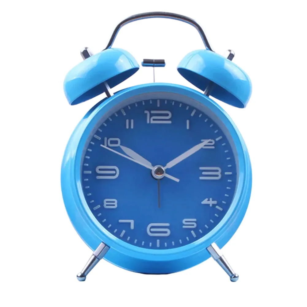 Metal Bell Alarm Clock Battery Battery Powered Clock Ink Green Twin Bell Alarm Sleek Clock Design Soft Glow Display