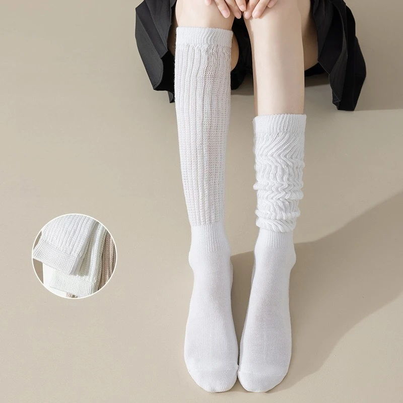

5 Pairs Autumn Winter Japanese Sports Long Socks Casual Women's Warm Long Leg Socks Slouch Socks White Black Stockings Hosiery