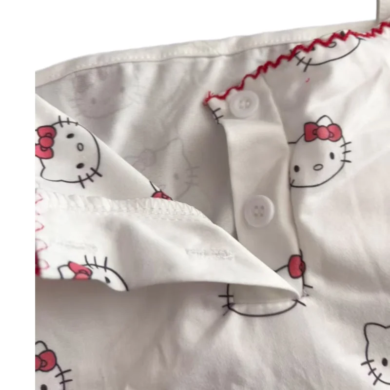 Summer Y2K Hello Kitty Pajamas Sanrio Anime Cute Girl Suspender Shorts Printing Set Leisure Household Clothes Student Nightwear view 6