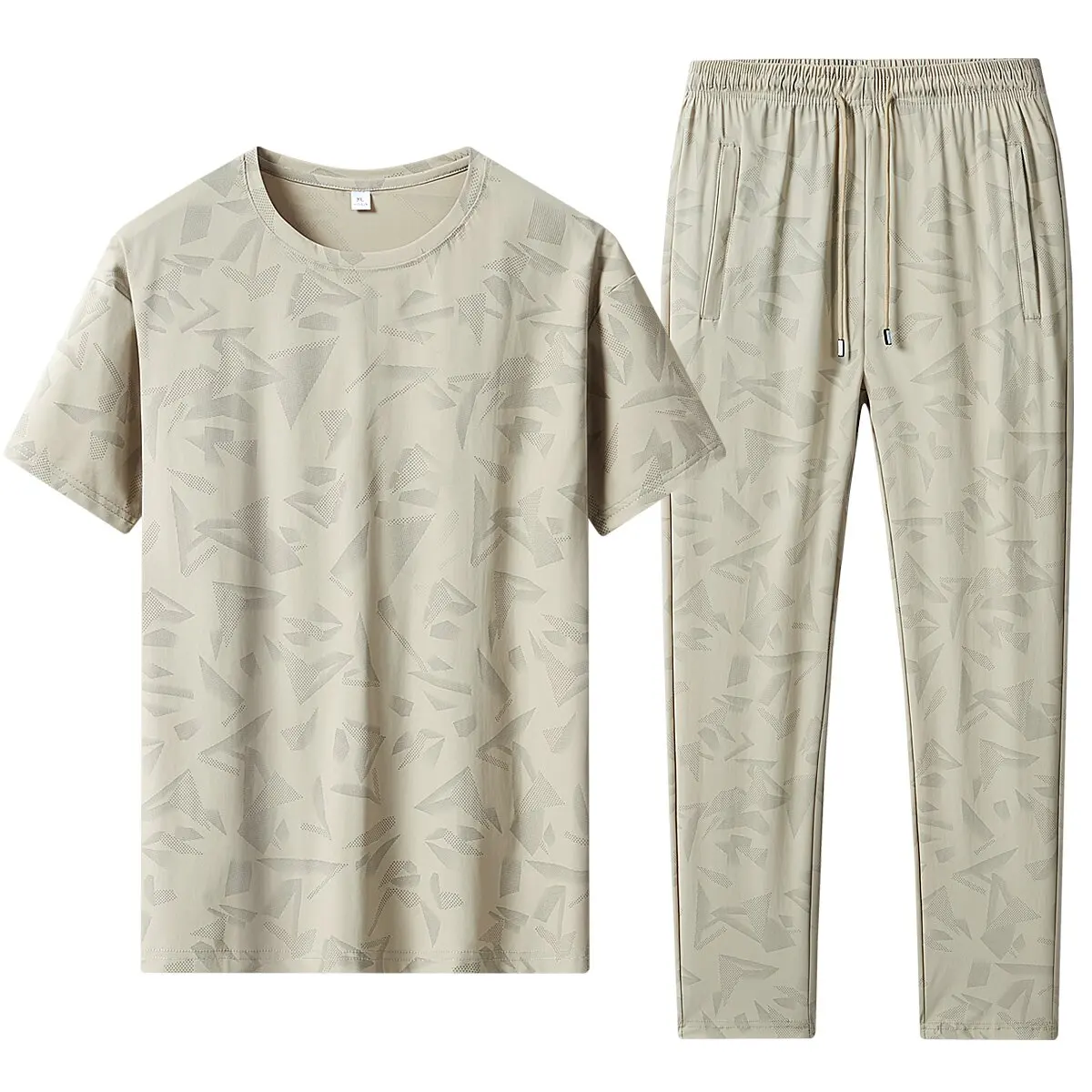 

New Summer Fashion Trendy Printed Short Sleeve T-Shirt and Pants Set Men's Casual Loose Sports Breathable High-end Two-piece Set