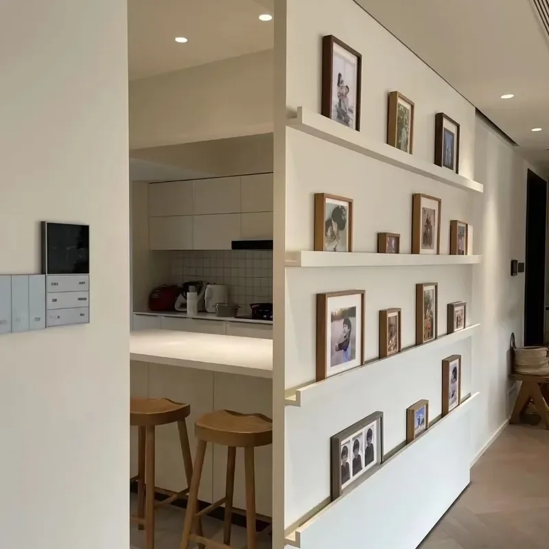 Cream Wind Magazine Ghost Door Bookshelf Sliding Door for Living Room Kitchen Partition Solid Wood Painted Door Study