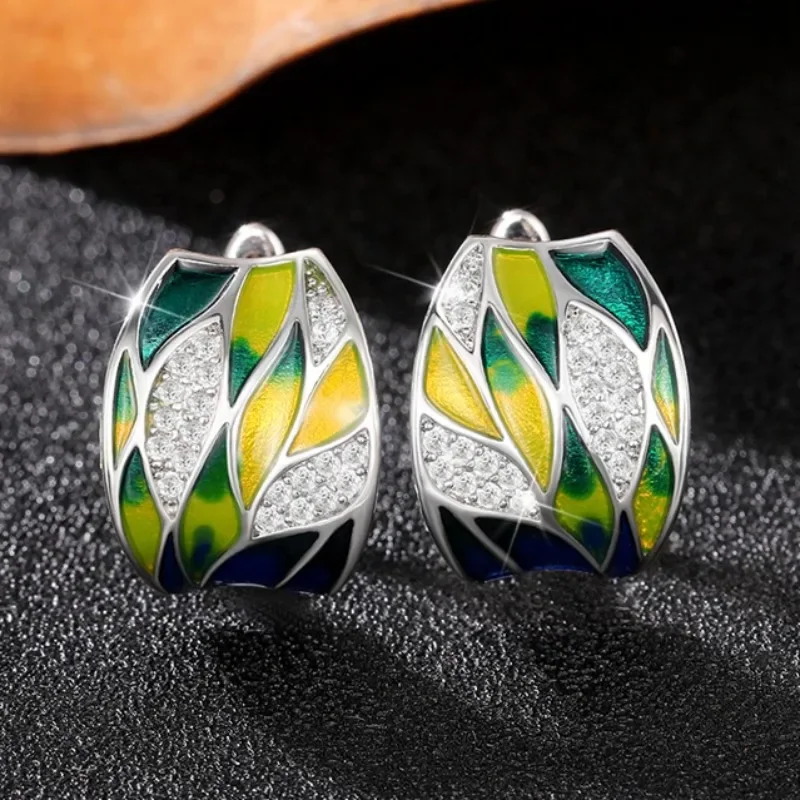 2024 New Enamel Premium Earrings Anniversary Party  Leaf Design   Wholesale Jewelry of Special Interest