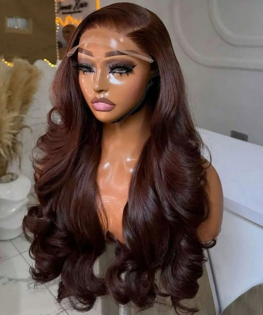 

Chocolate Brown Lace Front Wig Human Hair Body Wave 13x4 Lace Front Wigs Pre Plucked 4# Colored Brown Wig Human Hair Wigs