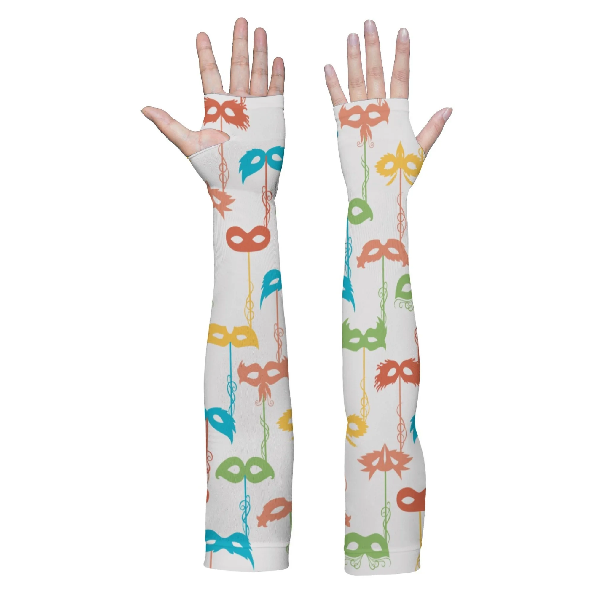 Color Mask Printing Sunscreen Arm Sleeves Outdoor Sports Non-slip Comfortable Breathable Ice Sleeves Daily Travel Sleeves Unisex