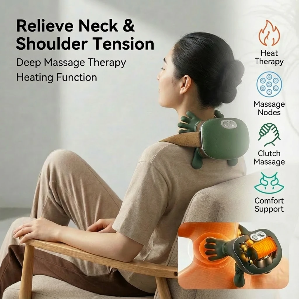 

Bionic Finger Neck Shoulder Massager Wireless Neck Cervical Trapezius Kneading Massage Shawl Brushless Motor Neck masajeador