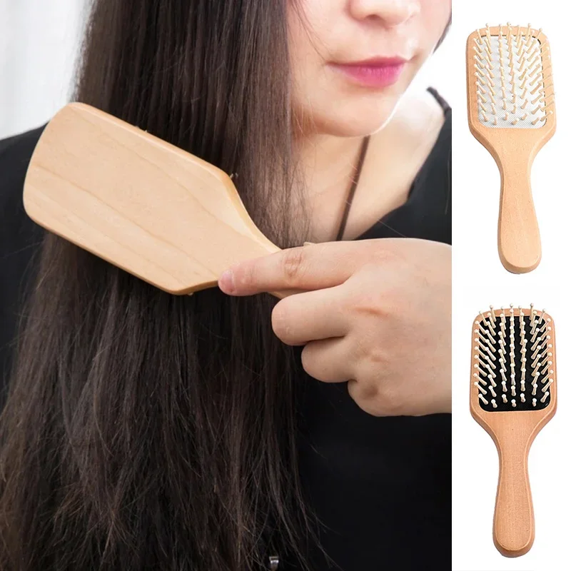 

Wooden Bamboo Hair Brush Anti-static Wooden Airbag Comb Professional Scalp Care Massage Comb Durable Healthy Hair Supplies